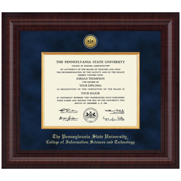 #109 College of Information Sciences and Technology diploma frame Presidential in Premier (Chestnut)